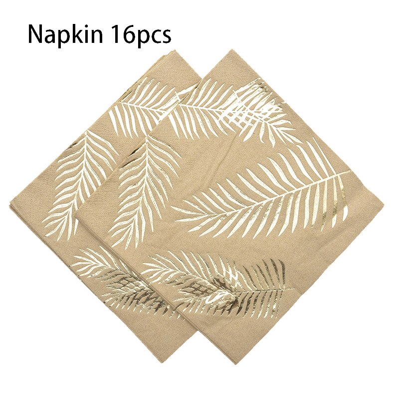 Vaisselle jetable en feuille de palmier tropicale, décor d'assiettes et d'assiettes, gobelets et serviettes en papier, décorations pour mariage, anniversaire, baby-breakfast: 16pcs napkins