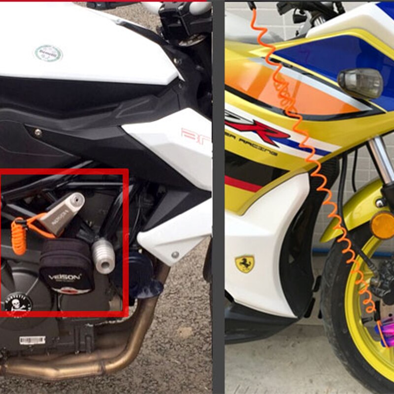 Veison motorcykellås vattentätt larm cykel stål skiva scooter lås säkerhetsvarning stöldskydd bromsrotor hänglås