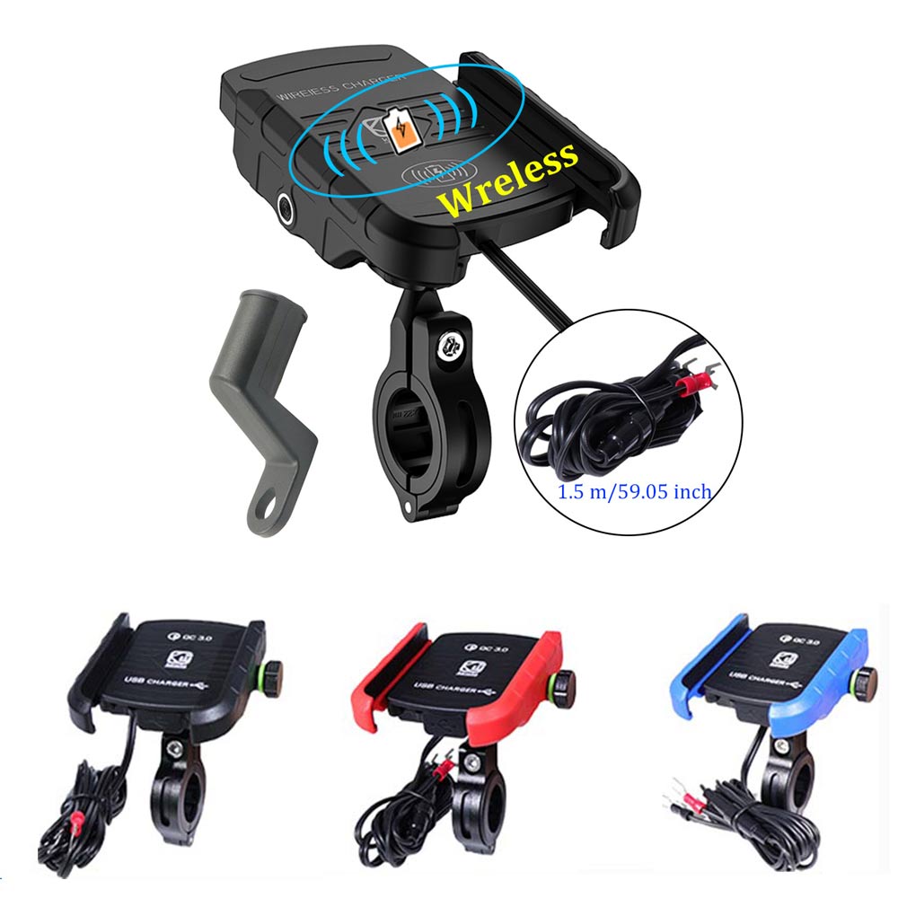 Support de téléphone pour moto avec chargeur USB QC 3.0 support de guidon moto support de chargeur sans fil pour Iphone Samsung titulaire