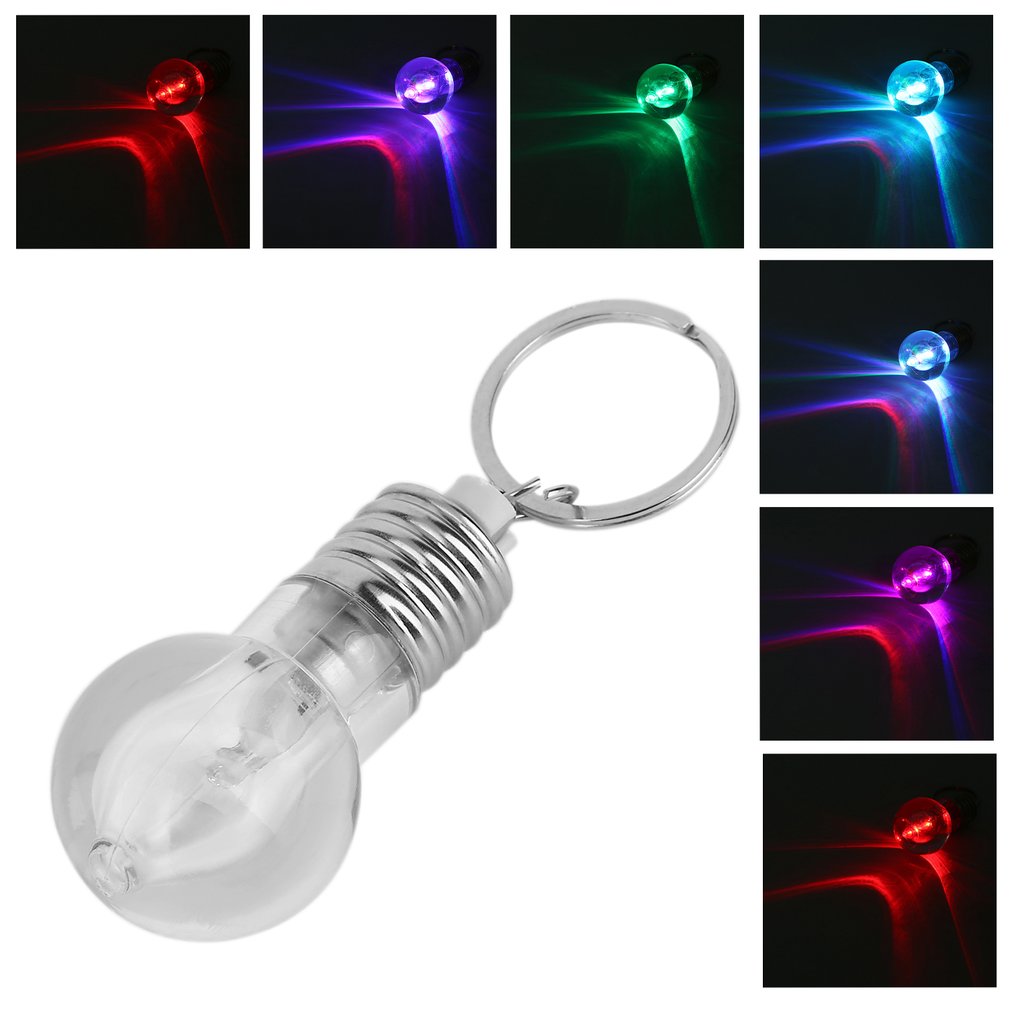 Unieke Kleurrijke Veranderende LED Zaklamp Light Mini Bulb Lamp Sleutelhanger Ring Sleutelhanger Clear Lamp Zaklamp Sleutelhanger