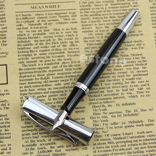 Vulpen medium penpunt zilverzwart baoer 051: 01