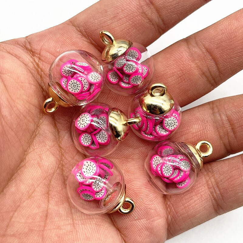 10pcs 16mm Colorful Transparent Ball Glass Polymer Clay Charms Pendant Find Hair Accessories Jewelry Charms Earring: 03