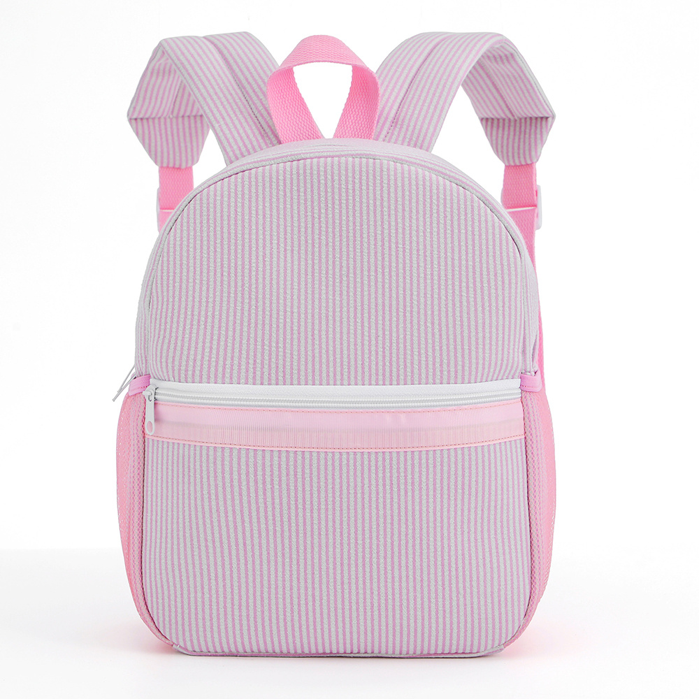Seersucker gestreepte rugzak peuter klassieke schattige kinderen schoolboekentas voorschoolse kleuterschool kinderen tas