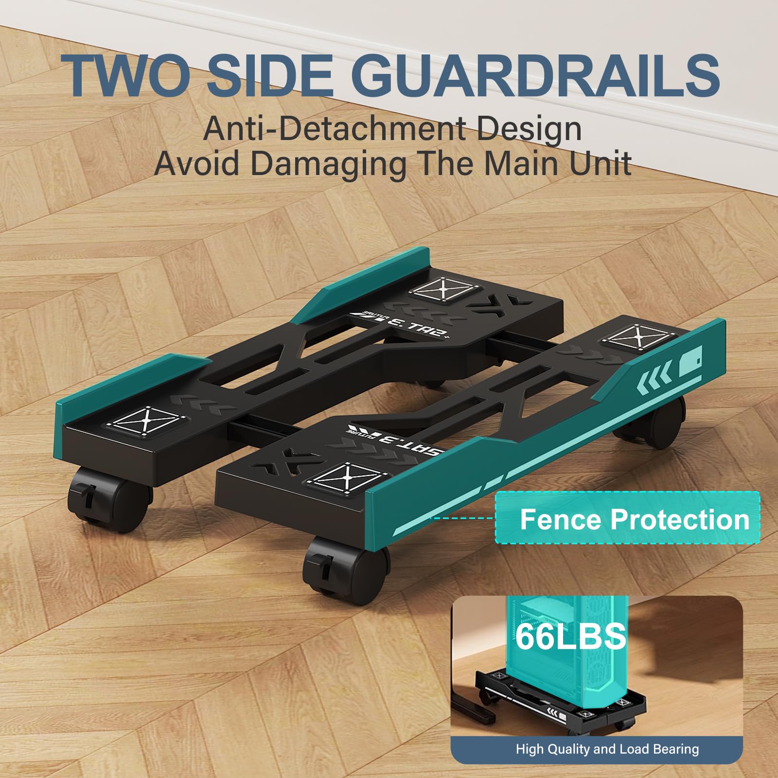 Adjustable Computer Tower Stand Under Desk Rolling Caster Wheels  - Removable cpu stand, Dazzling Black White Computer Tray 