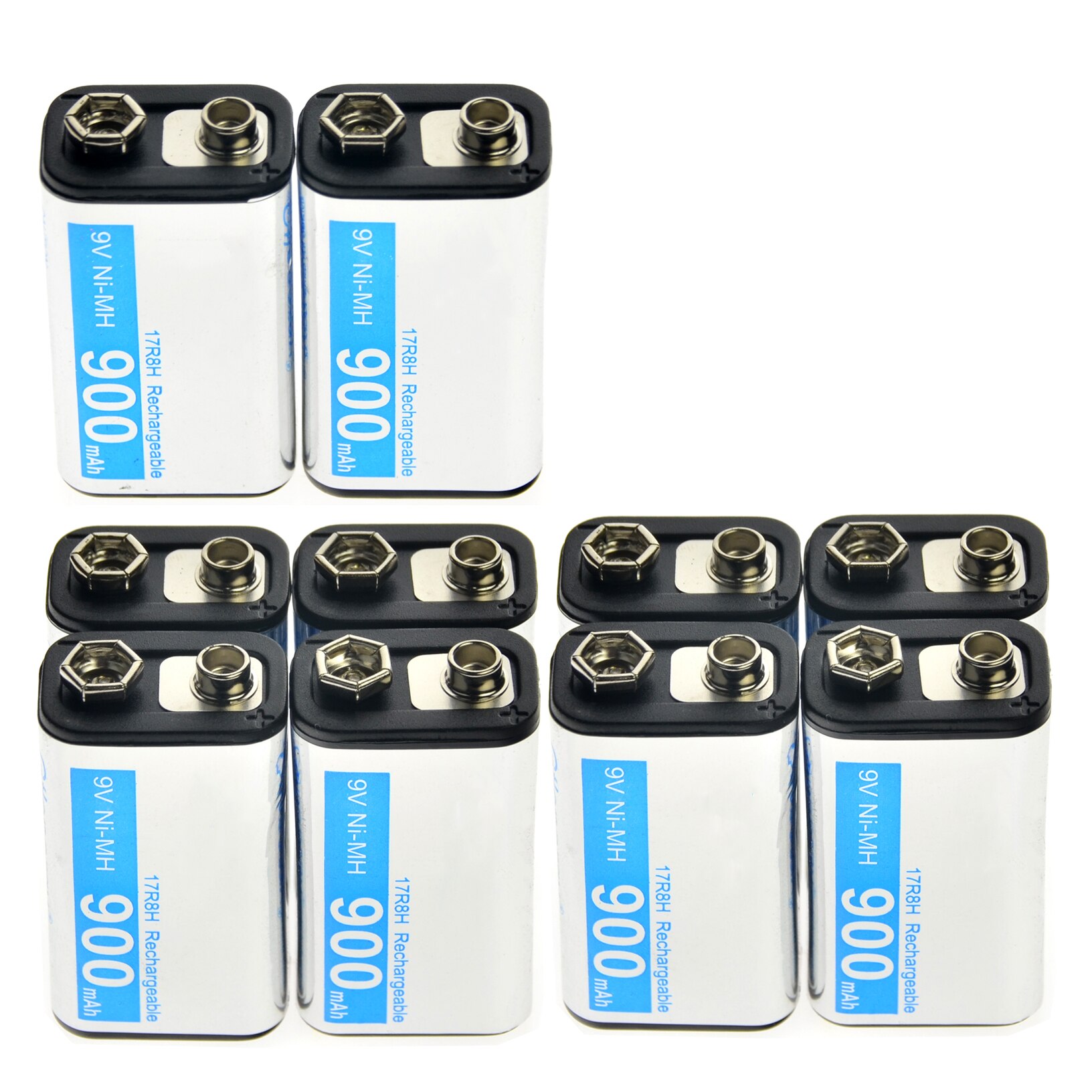 2-24pcs 9V 900mAh Rechargeable Cell Durable Battery PPS Black NiMh block Power