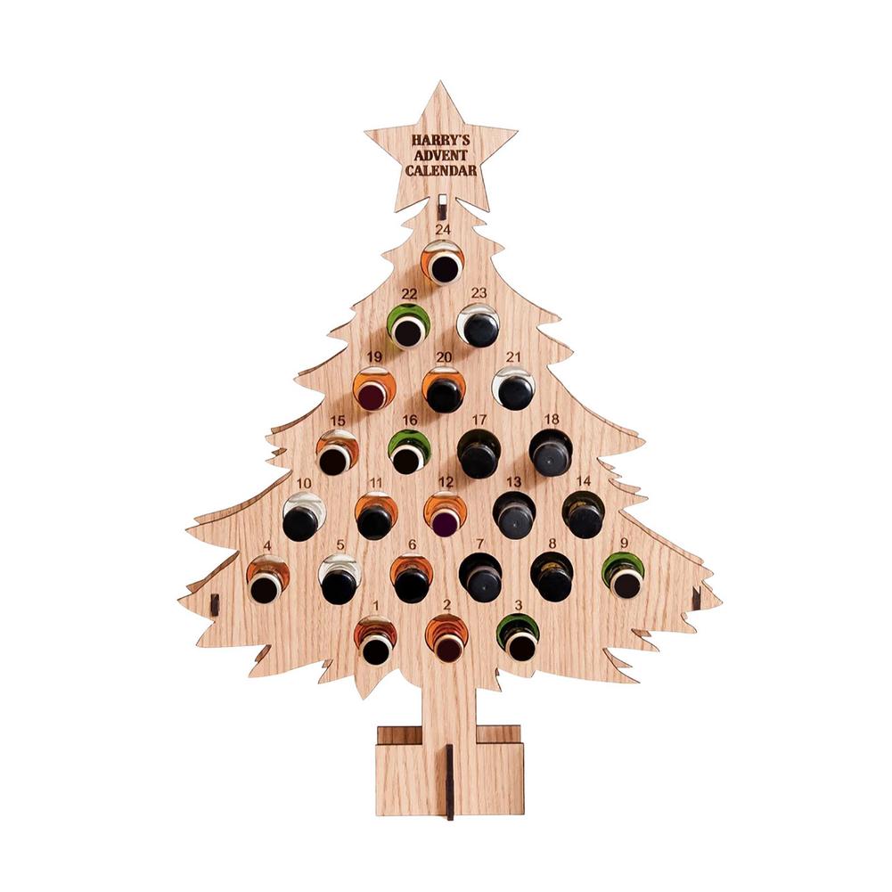 Árbol de Navidad de madera, Calendario de Adviento, estante para botella de vino, cuenta atrás de 24 días, soporte para botella de cerveza, decoraciones navideñas para el hogar: B