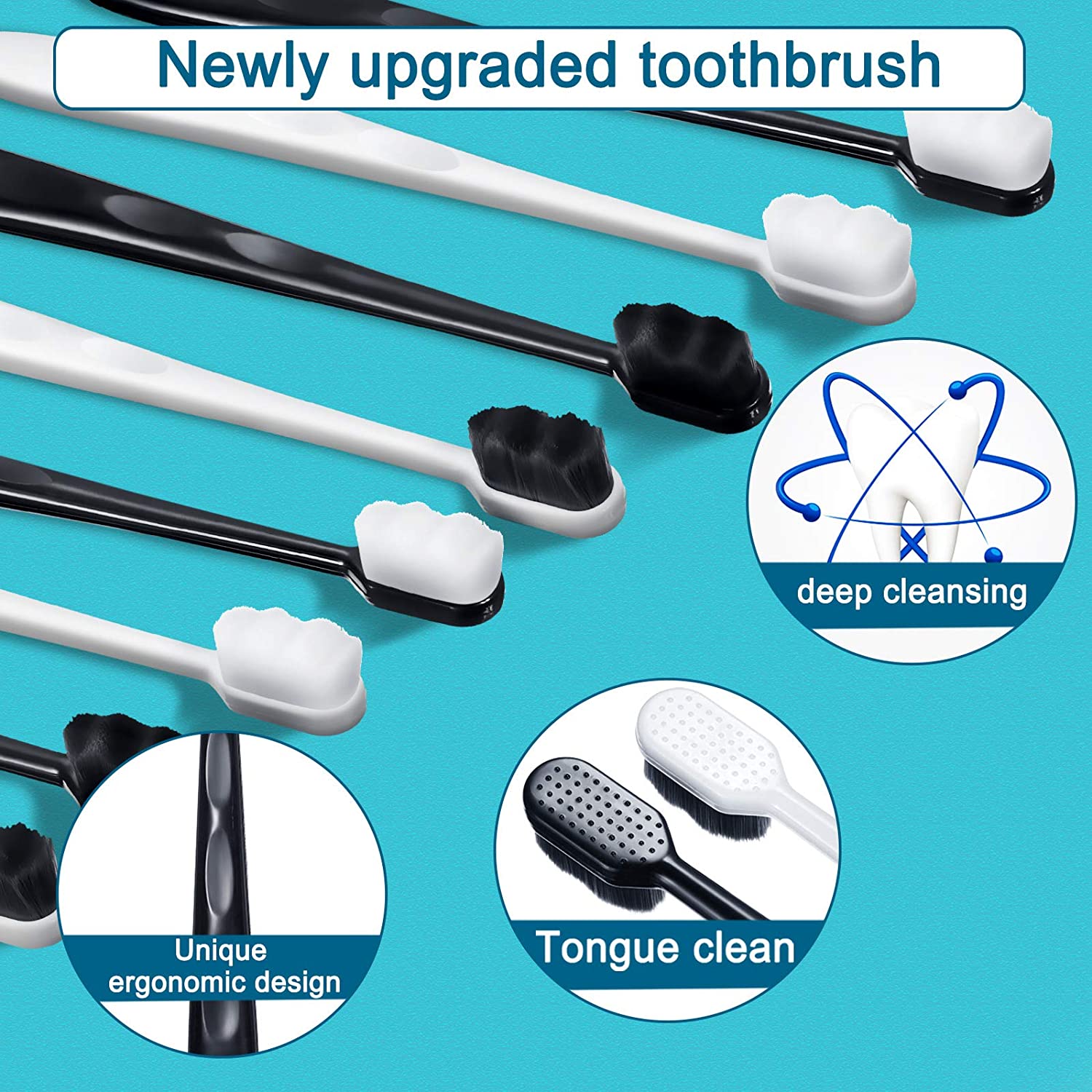 20pcs Extra Soft Toothbrush Micro Nano Toothbrushes 20000 Soft Bamboo Charcoal Bristles for Fragile Teeth Oral Gum Recession