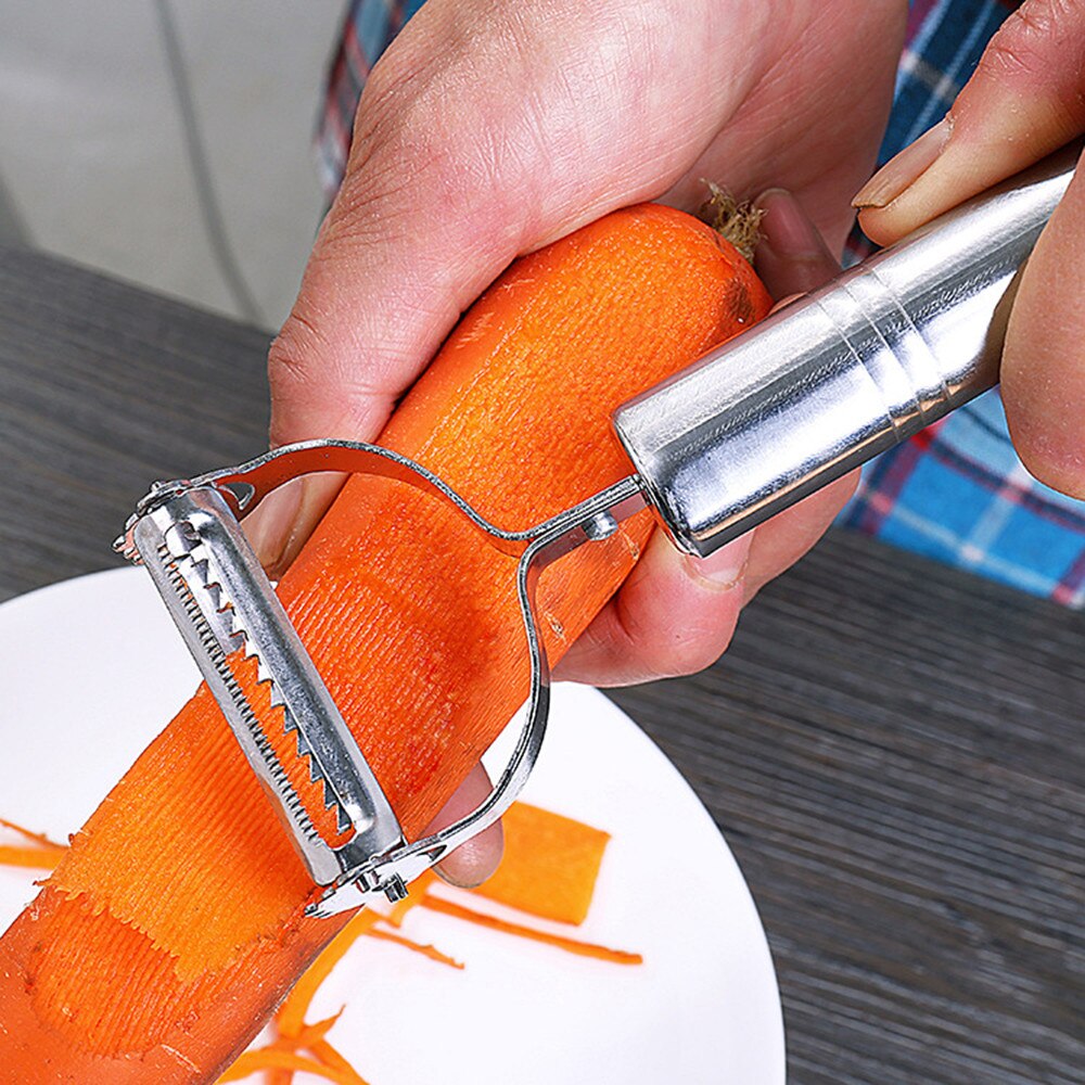 2Pcs/Set Stainless Steel Fruit Vegetable Handle Peeler Multifunctional Fruit Vegetable Shred Scraper Kitchen Essential Peeler