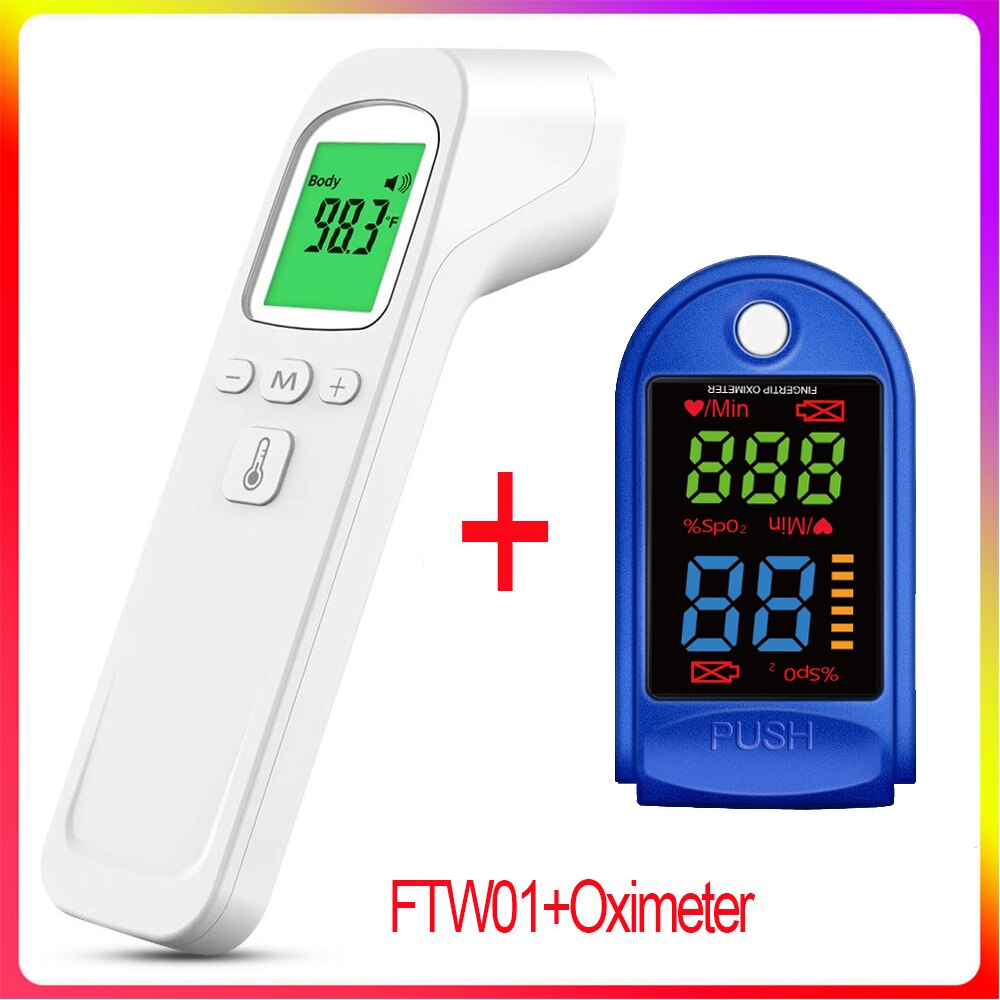 Contactloze infrarood thermometer met 3 kleuren lcd-achtergrondverlichting voor menselijke baby's en volwassenen, infrarood digitale thermometer: Ftw 01 kam