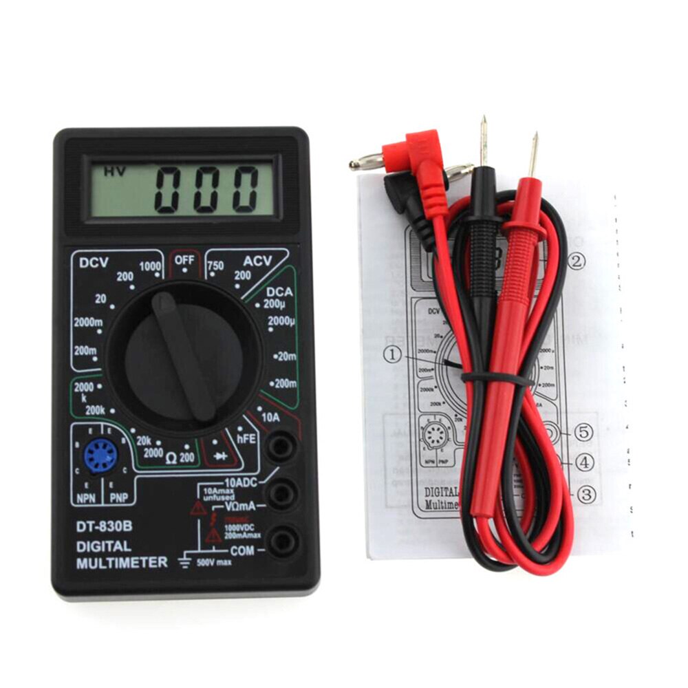 A830L Digital-Multimeter AC DC Spannung Diode Freguency Multitester Strom Tester Leucht Anzeige mit Sommer Funktion: Schwarz DT830B