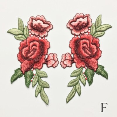 Parches bordados de rosas Para coser/planchar Para Ropa, Parches Para Ropa, apliques artesanales, accesorios de Ropa diy, pegatina de tela: F
