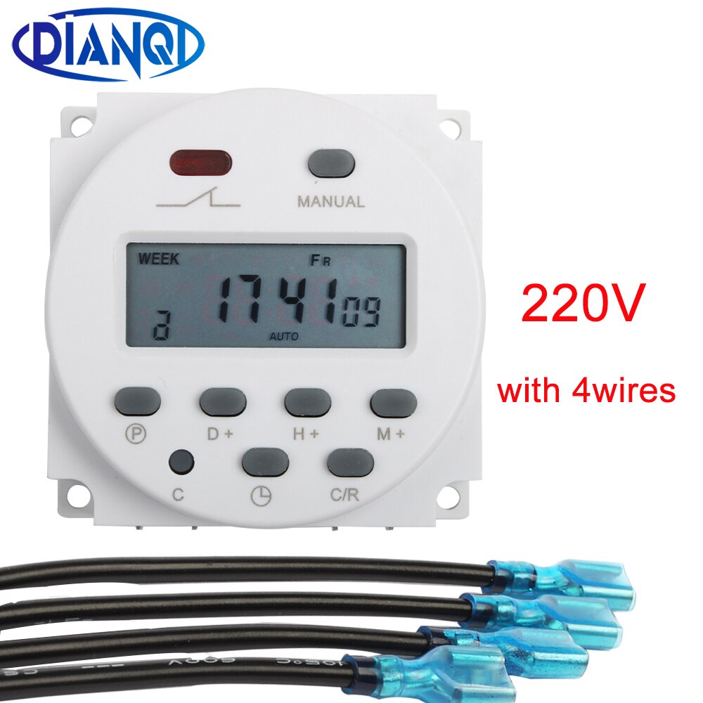 CN101A 220V 110V 12V 24V Digitale Lcd Power Timer Wekelijkse 7 Dagen Programmeerbare Schakelklok Relais timer 10A Met Klok Licht Timer: 220V with 4wires