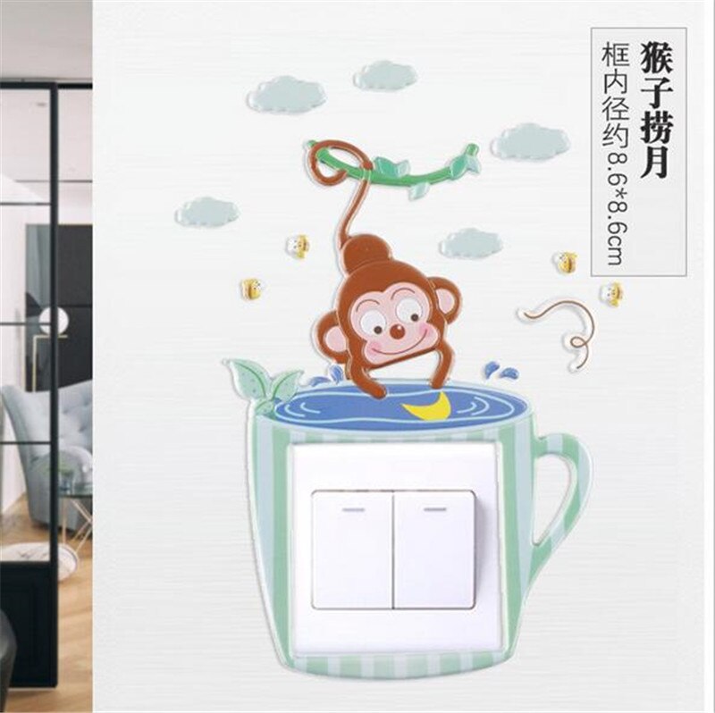 Cartoon Monkey switch sticker wall sticker Switch Light Switch Outlet wall decor Bedroom decoration Room Decor: 1