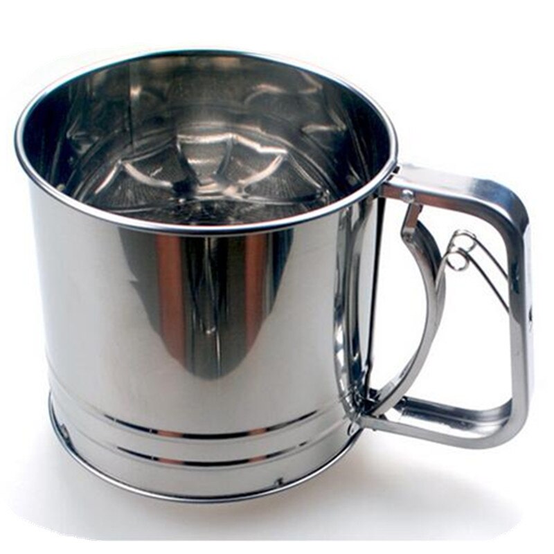 Tamizadores de harina de acero inoxidable de gran tamaño, diámetro 12,5 x H 13cm, tamiz de harina con forma de taza de doble capa, herramientas prácticas de pastelería para hornear pasteles