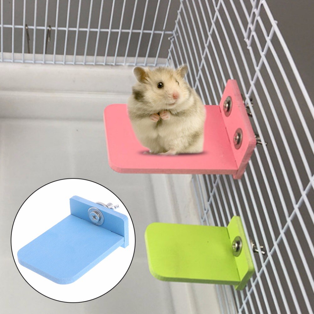 1Pc Hamster Platform Stand Rack Toy Rectangle Squirrel Cage Accessories Colorful Wooden Plate Toys Small Pets Supplies S/L C42