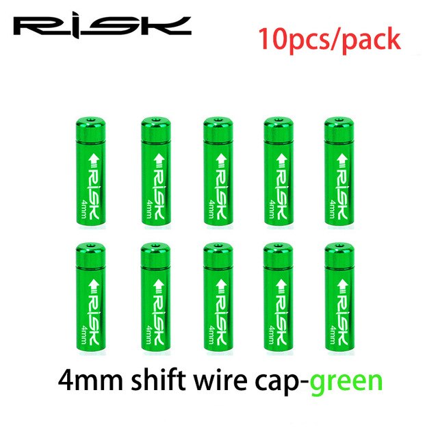 Risico 10 stks/doos Fiets Rem/Versnellingskabel Cap Alumium MTB Racefiets Derailleur Liner Tops Fiets Rem Versnellingskabel end Cap: 4mm Green