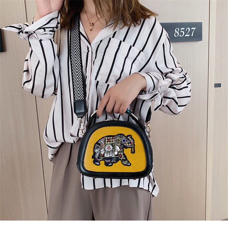 Cuoio dell'unità di elaborazione di Borsette Borse Donne Eleghant Disegno Del Ricamo Borse A Spalla Moda Femminile Che Borda il Sacchetto di Crossbody di Alta Qualità MM50045