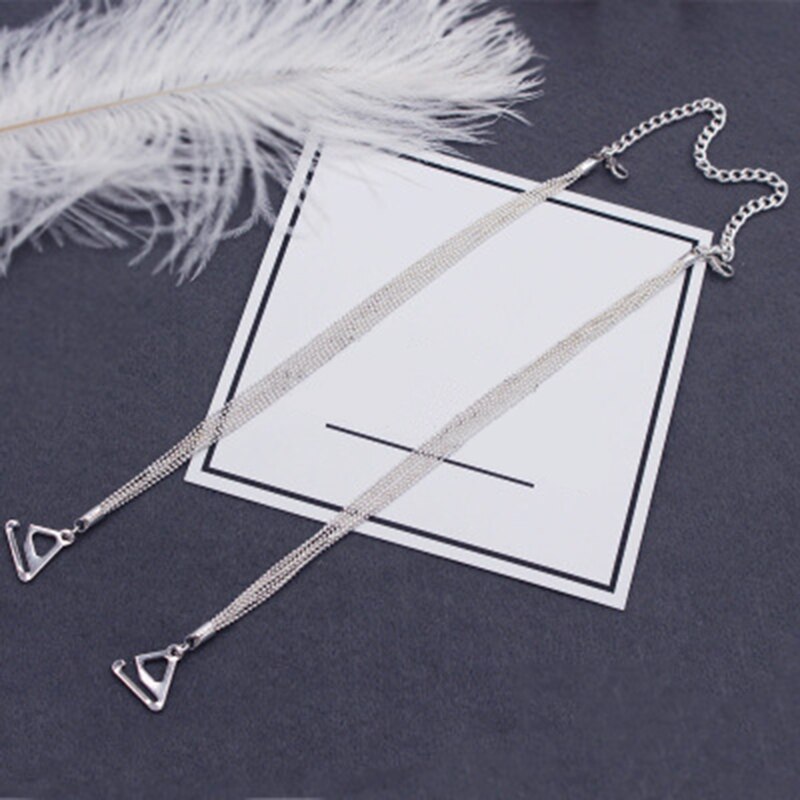 Unterwäsche Riemen Metall Bh-träger Perlen Schulter Riemen modisch aus-sterben-schulter Halfter Unsichtbare Nicht-Unterhose: Silber- Halfter / 1.8cm Haken