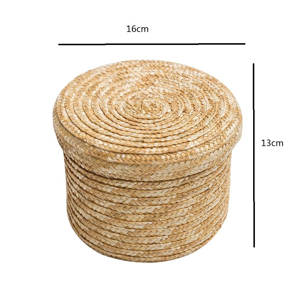 Wlauqueta Geweven stro voorraaddozen deksel - set van 4 - rechthoekige zeegras mand / opbergmand voor organizer
