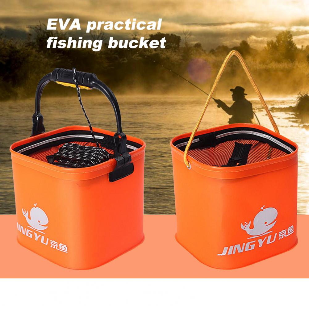 Cubo de pesca multiusos, Cubo de pesca Plegable, portátil, grueso, multifuncional, contenedor de cebo vivo para peces