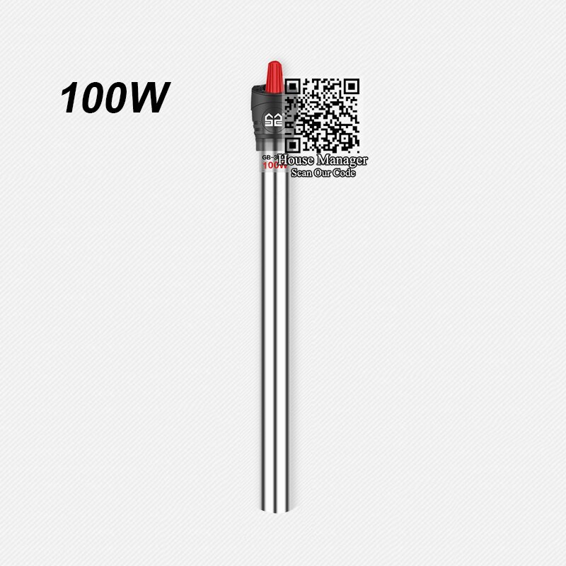 Aquarium Fish Tank Adjust Temperature Controller Stainless Steel Heating Rod, 25~500W Submersible Aquarium Heater for Fish Tank: 100W 220mm / EU Plug adapter