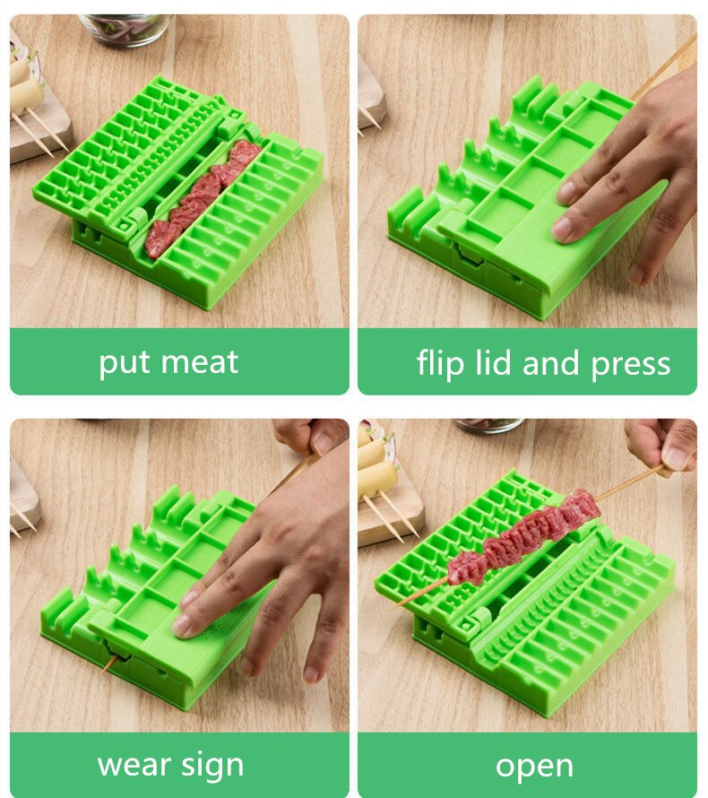 Grill stringer grillspett kebab maker box maskin nötkött grönsakssnöre grill grill pryl kökstillbehör