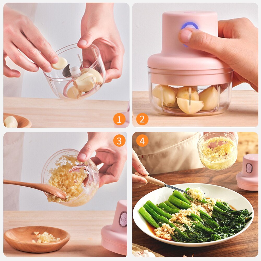 Wireless Electric Meat Grinder Food Chopper Mini Stainless Electric Kitchen Chopper Meat Grinder Shredder Kitchen Tools
