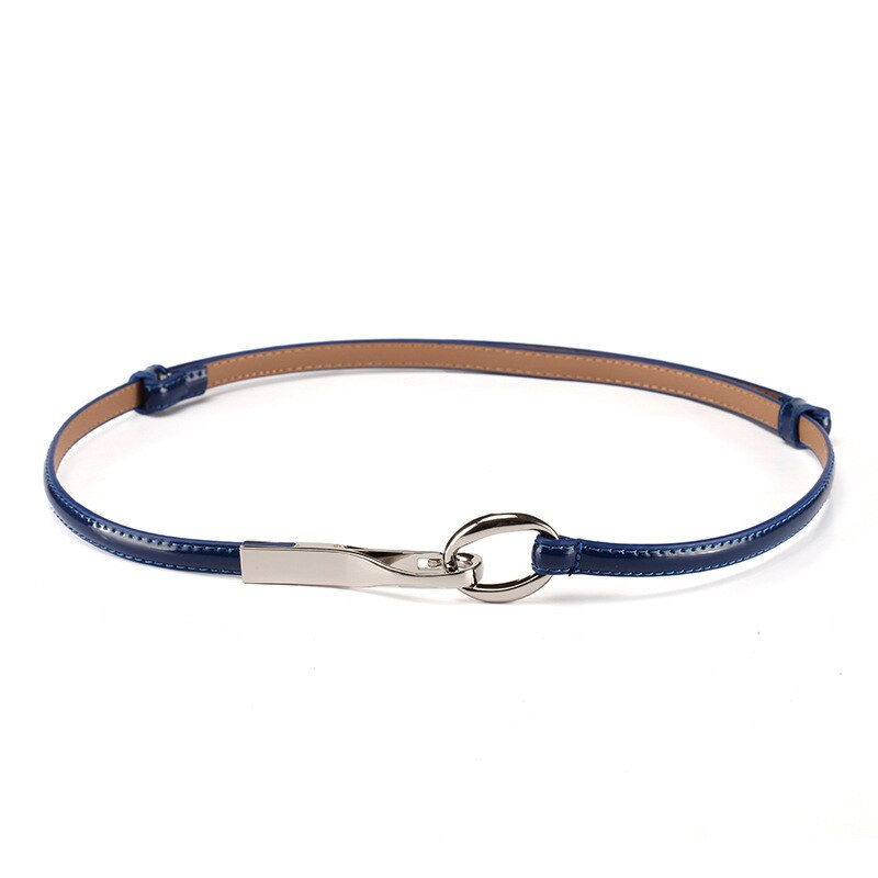 Dames meisjes tailleband tailleband kleurrijk imitatieleer smal dun skinny jurk riem zwart/geel/roze/rood: Blauw