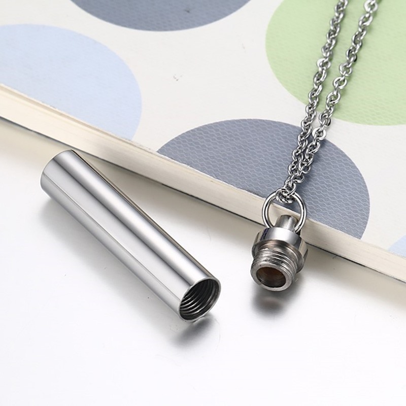 Men Woman Capsule Necklace Openable Cylindrical Pill Case Pendants Stainless Steel Remembrance Jewelry