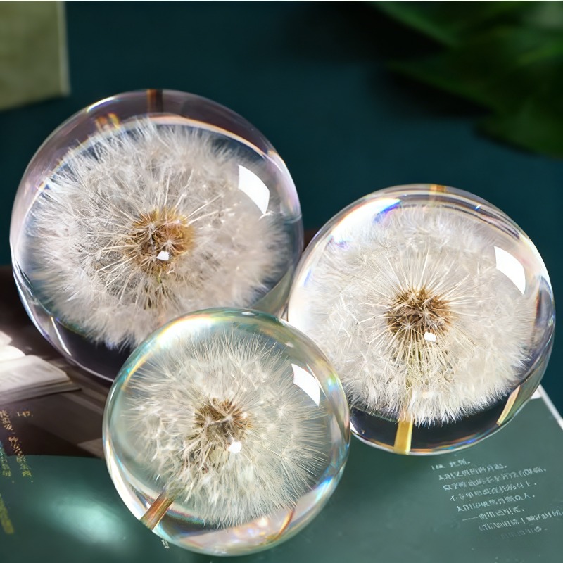 1PC 7/8/9cm Durchmesser Löwenzahn Kristall Ball Kristall Glas Harz Objektiv Ball Für Kugel Fotografie Dekoration hause Dekorative Ball