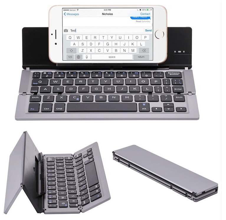 Metal Foldable Wireless Bluetooth Ultra-Thin Keyboard Mobile Phone Stand Tablet Universal Tablet Keyboard For IOS Android Window