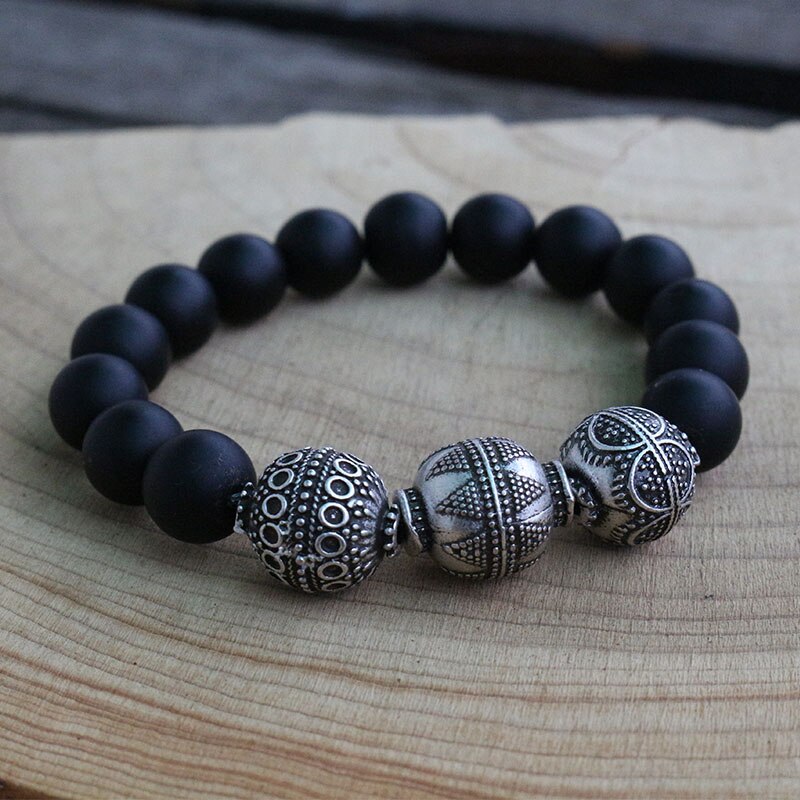 10mm Volcanic Stones Handmade Bracelet, Wear Energy Black Onyx Beads Bracelet, Meditatio Bracelet, For You & Friends