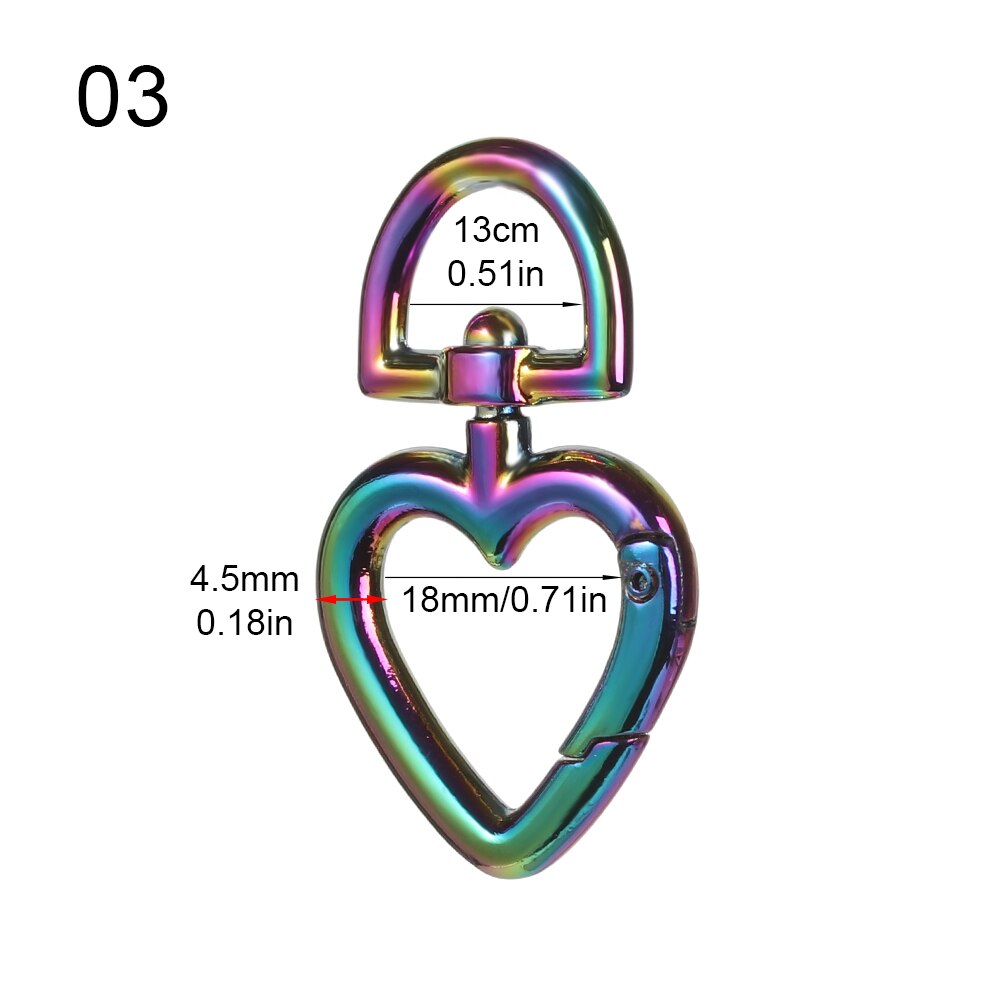 Snap Clasp Trigger Luggage Leathercraft Spring Gate Belt Strap Buckle Dog Chain Clip Metal Heart Ring Openable Keyring: 3