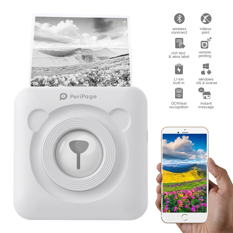 GOOJPRT A6 PeriPage Cute Mini Portable Bluetooth Wireless Paper Photo Printer Pocket Thermal Printing USB Connection
