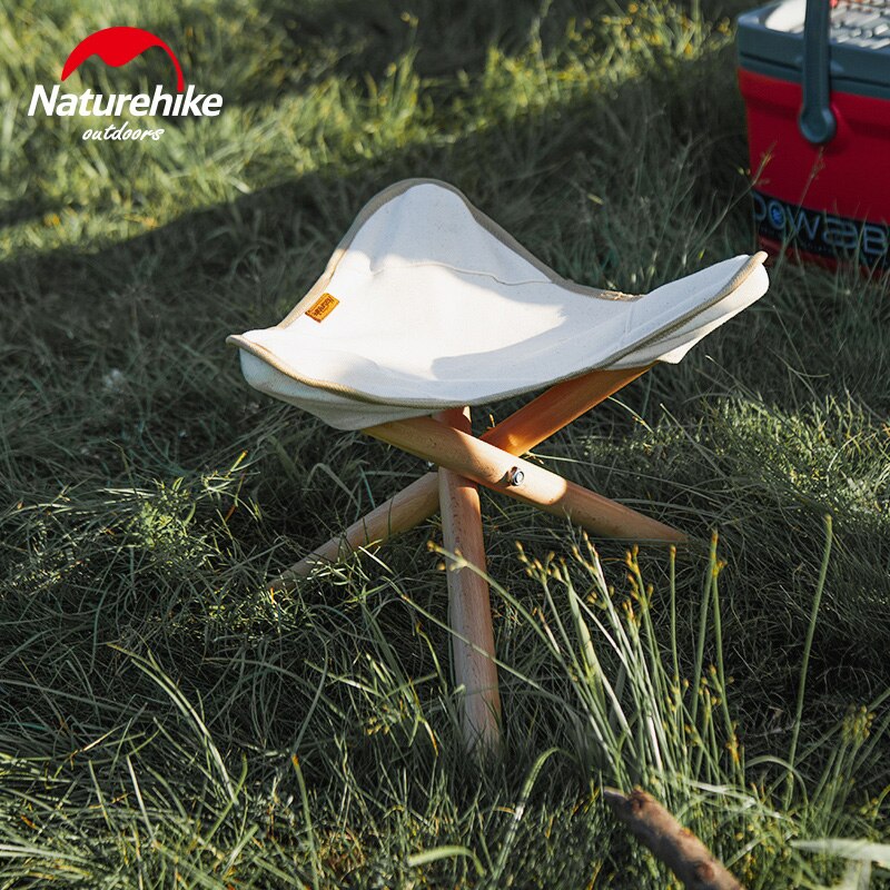Naturehike Outdoor Ultralight Canvas Folding Driehoek Kruk Draagbare Camping Picknick Kruk Massief Houten Kruk NH20JJ008