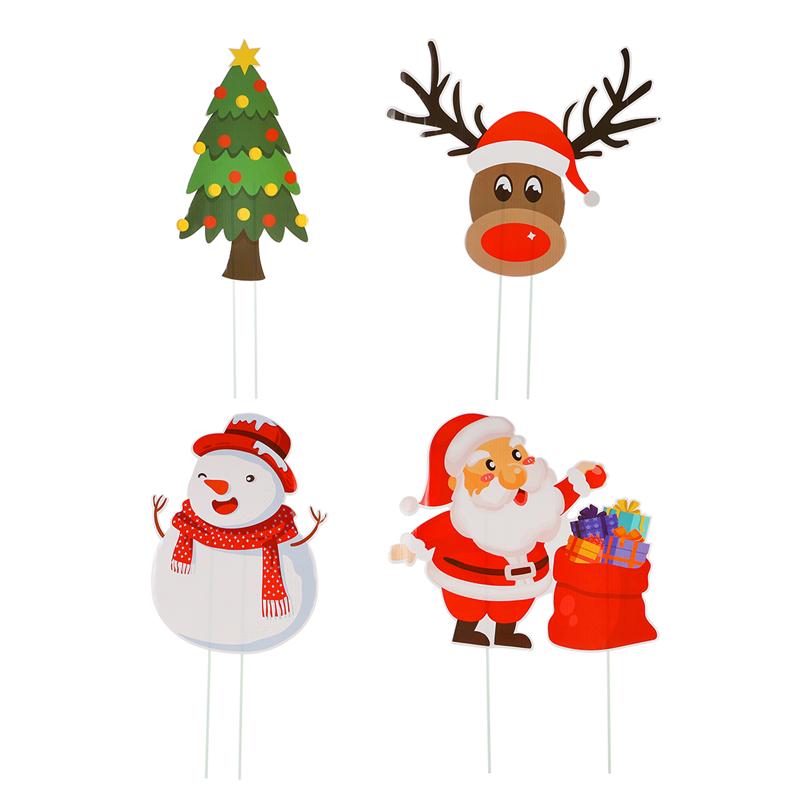 4 Pcs Christmas Santa Tuin Yard Tekenen Creatieve Sneeuwpop Kerstman Gazon Tekenen Outdoor Hanger Feestartikelen