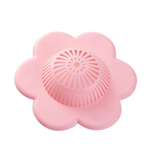 Flower Shape Bathtub Shower Drain Suction Cup Sink Hair Catcher Filter Strainer: Pink