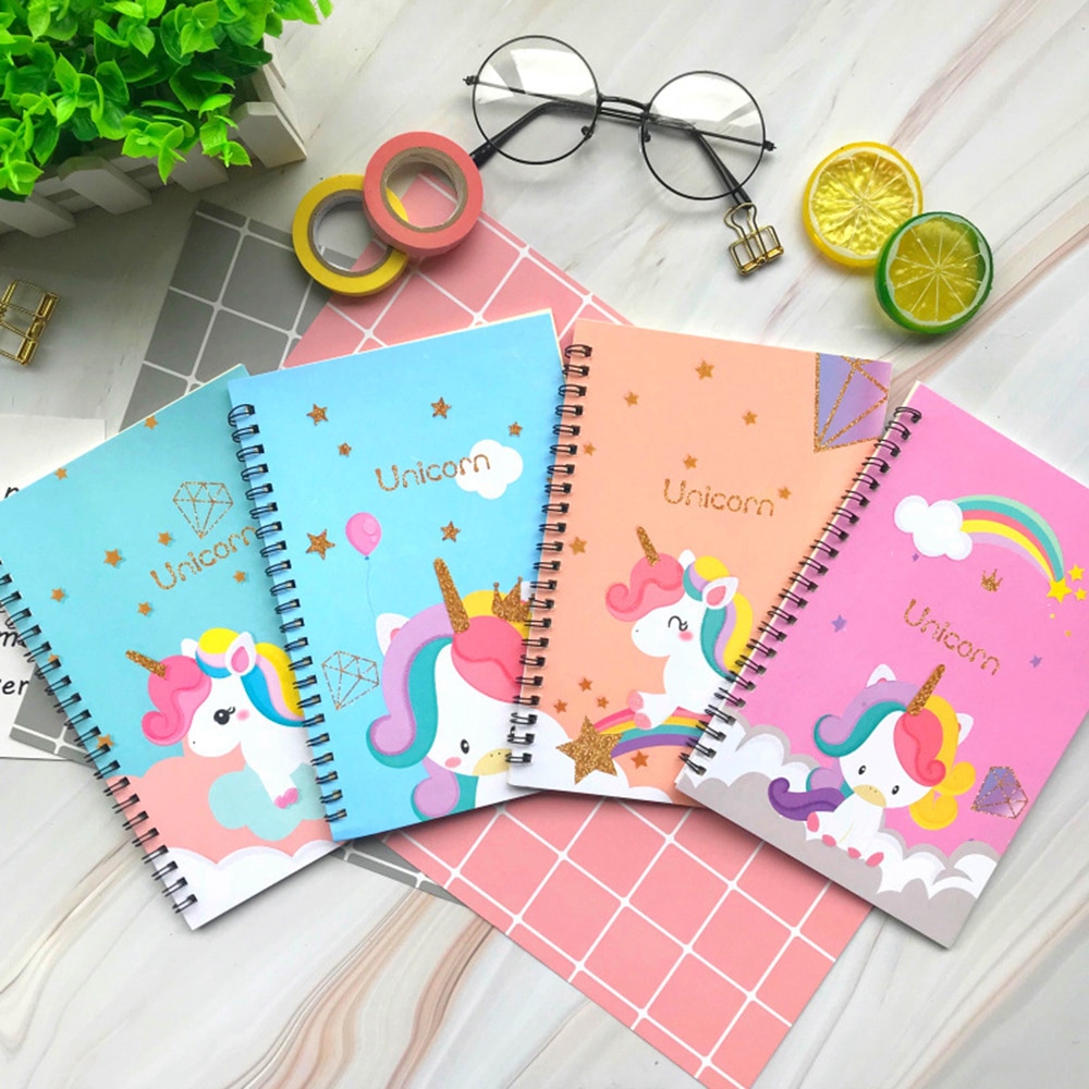 1 Pcs Kawaii Eenhoorn Metalen Knop Notebook Creatieve Eenvoud Notitieblok Losbladige Memo Pad Notebook Draagbare Diarystationery