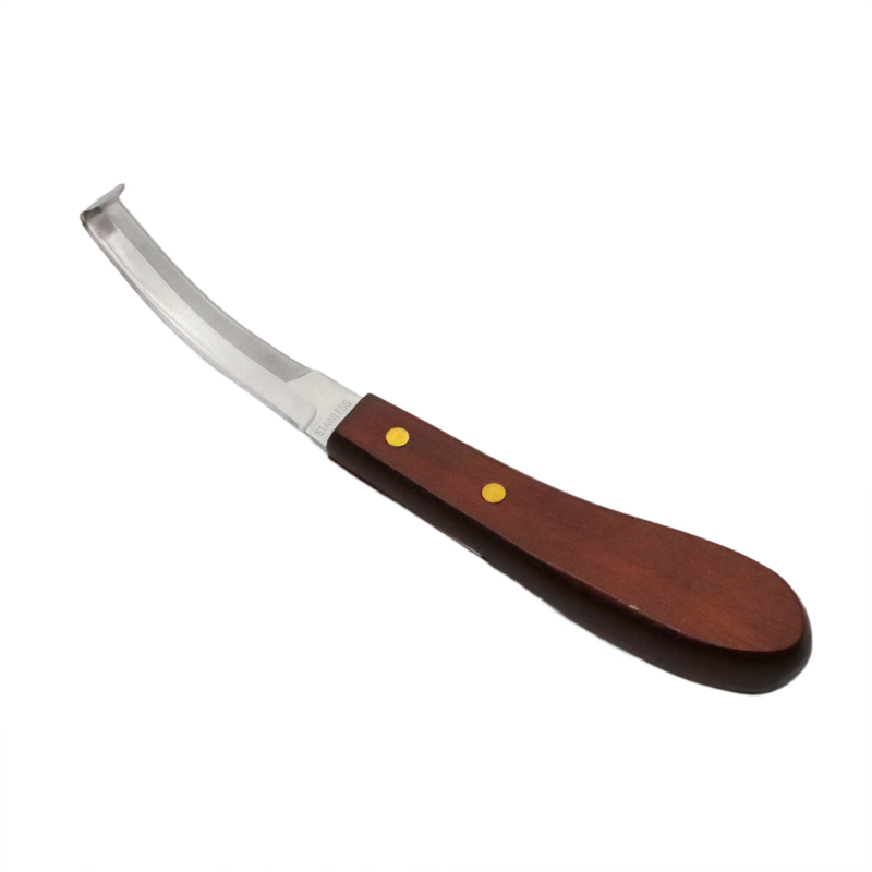 Couteau à sabot à boucle pour cheval, lame de tondeuse, mouton, bétail, cisailles à double tranchant, coupe-manche en bois, acier inoxydable, 2 pièces