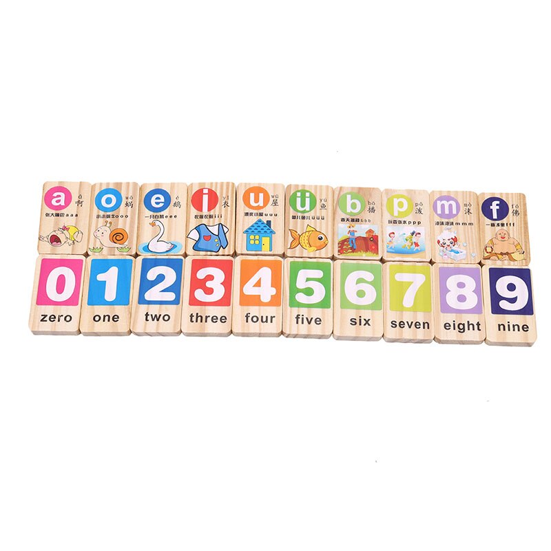Standaard Houten Domino Chinese Pinyin Digitale Domino Blokken Kinderen Educatief Speelgoed Voor Kinderen 100 Stks/set