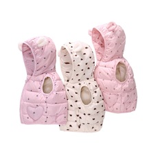 Vlinder baby tøj baby piger drenge dunfrakke nyfødt vinter hætte dunjakke lyserød hjerte trykning børns dunvest 6m ~ 24m