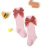 Calcetines con lazo a la para niñas, cómodos y elegantes, hasta la rodilla: Rosa / 0-3 years