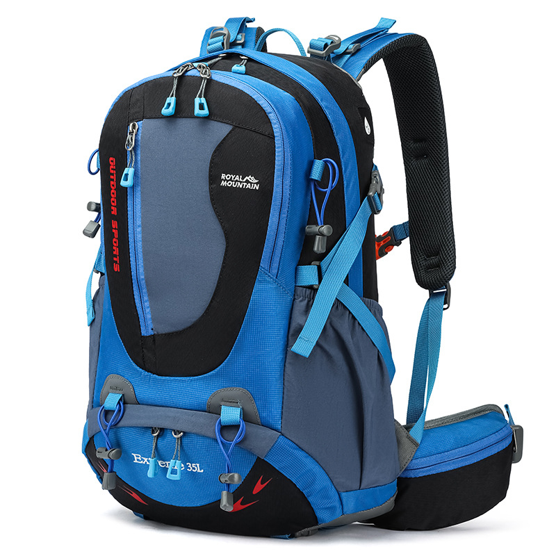 Mochila de senderismo de 35L para hombres y mujeres, mochilas de escalada con plano posterior, bolsa deportiva, bolsa de equipaje de viaje: Azul cielo