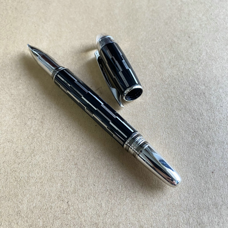 Stylo exécutif en métal à rayures platine, stylo à bille étoile à poignée en caoutchouc/Rollerball, de luxe pour les professionnels d'entreprise: Rose