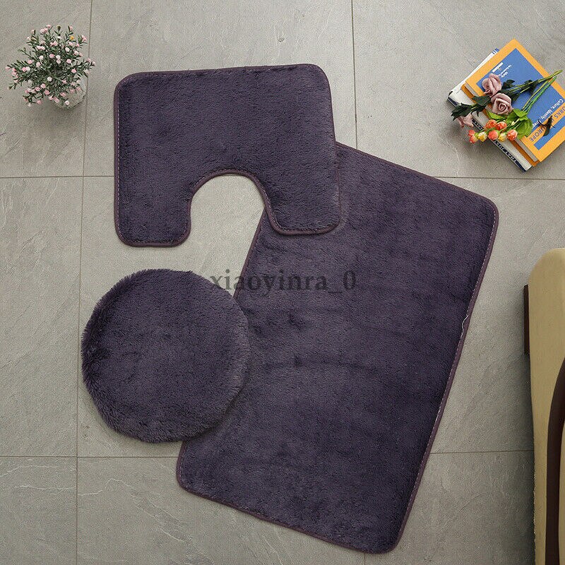 Badmat voetstuk tapijt antislip schuim badkamer toilet deksel deksel 3 stuks set badmat set antislip badmat: Grijspaars