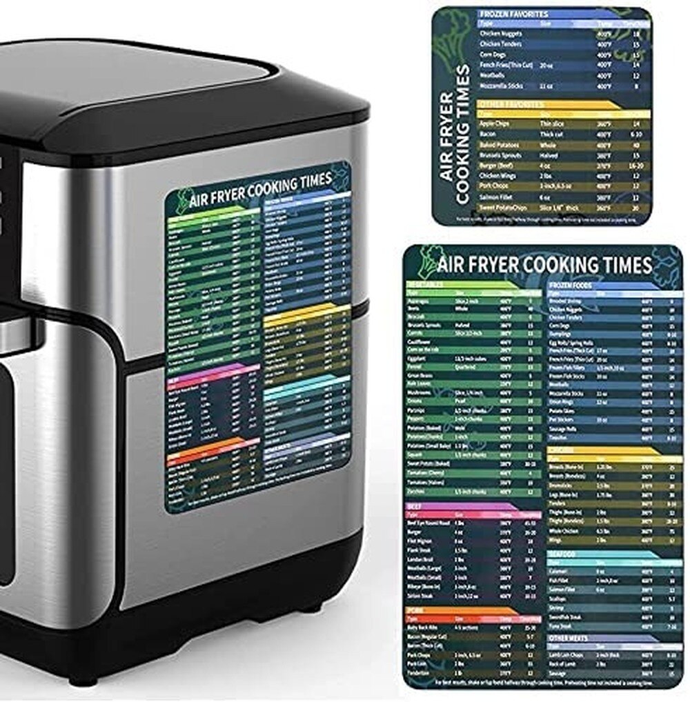 Air Fryer Magnetic Times Cheat Sheet, Air Fryer Accessories Magnetic Chart,Air Fryer Cooking Times Chart for Kitchen, 2Pcs