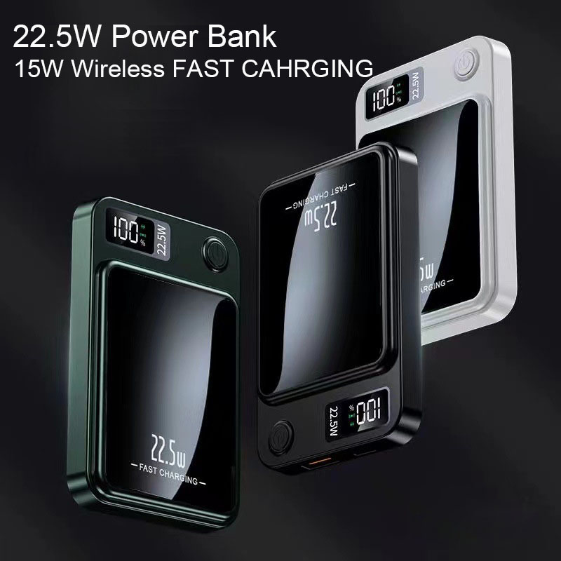 5000 22.5w pd 20w snabbladdningsbar powerbank med led-display, 15w powerbank för iphone, huawei, xiaomi