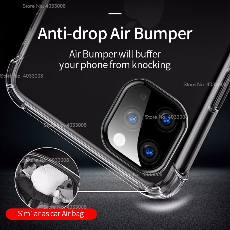 Soft Transparent Silicon Case for iPhone 12 11 Pro Max SE Shockproof Clear TPU Cover For iPhone 12 Pro Max XR X XS Max 7 8