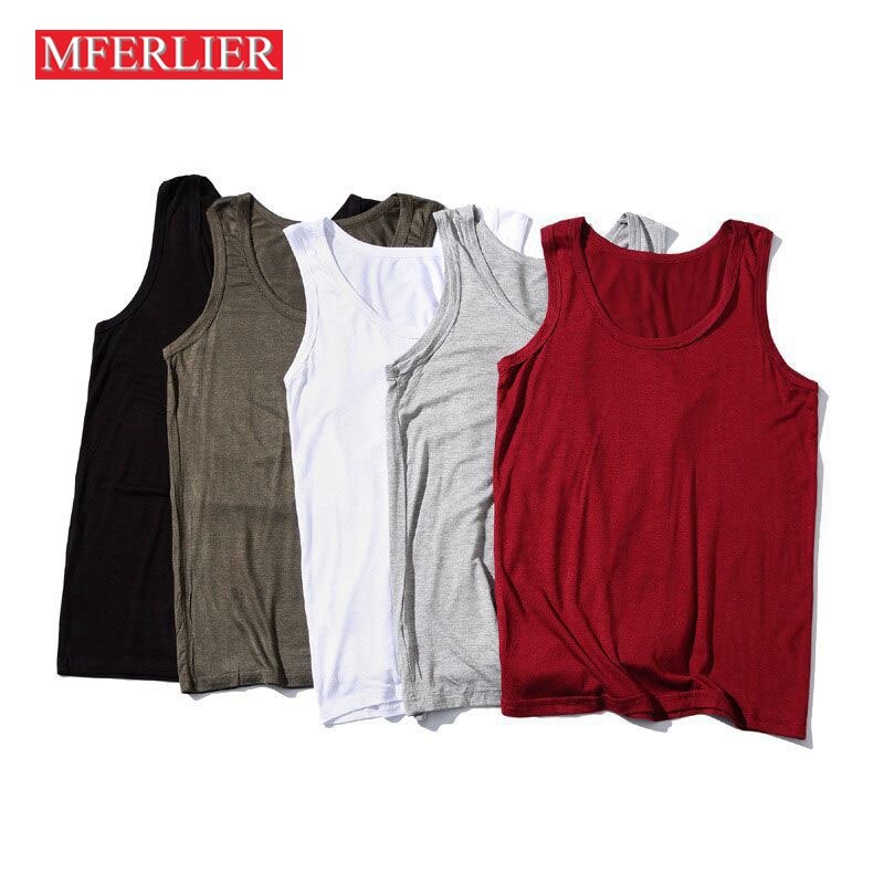 MFERLIER Summer Underwear Men 5XL 6XL 7XL Bust 165cm Casual O-neck Plus Size Vest 5 Color