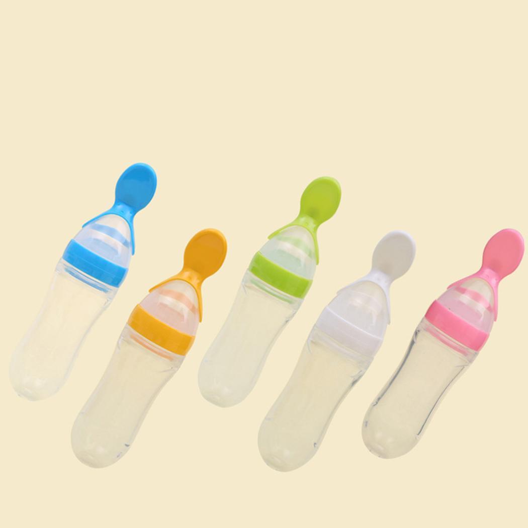 Voedsel Voeden 90 ml Babygraangewas 81g Trage Geometrische Feeder Fles Rijst Silicone Squeeze Lepel Flow Met